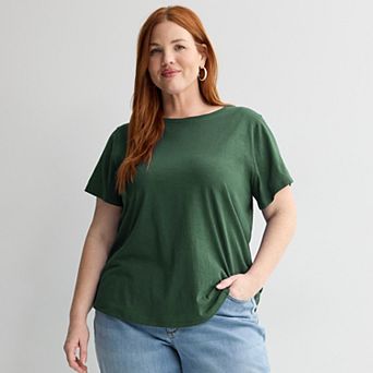 Plus Size Sonoma Goods For Life® Everyday Short Sleeve Crew Tee