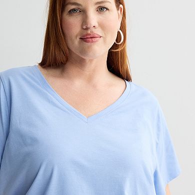 Plus Size Sonoma Goods For Life® Everyday Short Sleeve V-Neck Tee