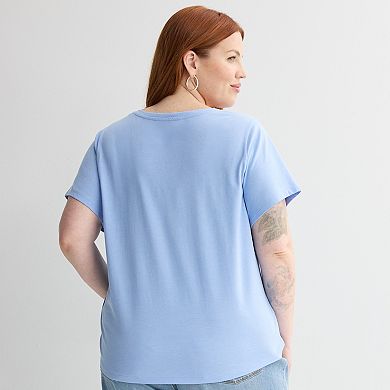 Plus Size Sonoma Goods For Life® Everyday Short Sleeve V-Neck Tee