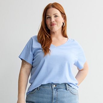 Plus Size Sonoma Goods For Life® Everyday Short Sleeve V-Neck Tee