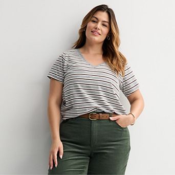 Plus Size Sonoma Goods For Life® Everyday Short Sleeve V-Neck Tee