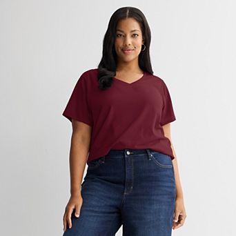 Plus Size Sonoma Goods For Life® Everyday Short Sleeve V-Neck Tee