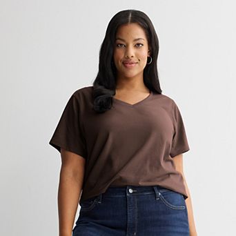 Plus Size Sonoma Goods For Life® Everyday Short Sleeve V-Neck Tee