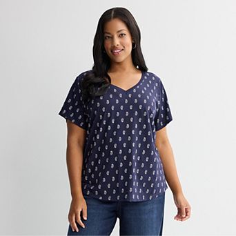Plus Size Sonoma Goods For Life® Everyday Short Sleeve V-Neck Tee