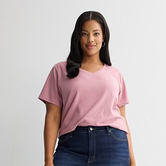 Plus Size Sonoma Goods For Life® Everyday Short Sleeve V-Neck Tee