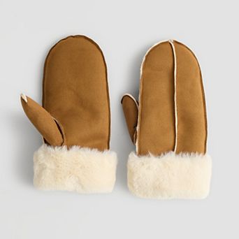 Women's Sonoma Goods For Life® Faux Suede With Faux Fur Cuff Mittens