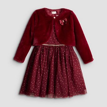 Girls 7-16 Blueberi Boulevard 2 pc Polka Dot Dress & Bow Shrug Set