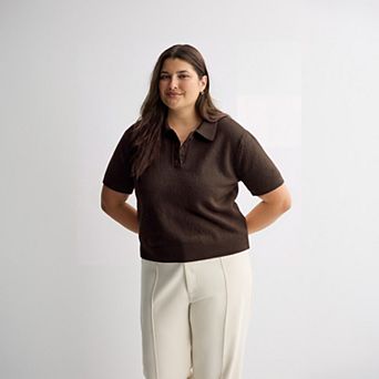 Juniors' Plus Size SO® Short Sleeve Polo Sweater