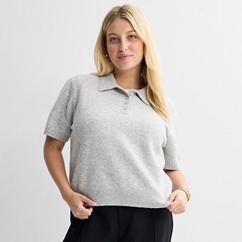 Juniors' Plus Size SO® Short Sleeve Polo Sweater