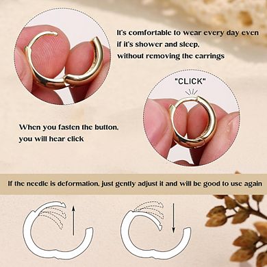 ZUQIETA 3-Pair 14K Gold Hoop Set - Chunky & Huggie Earrings for Multiple Piercing