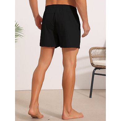2 Packs Summer Beach Shorts for Men's with Pockets Elastic Waist Solid Board Shorts