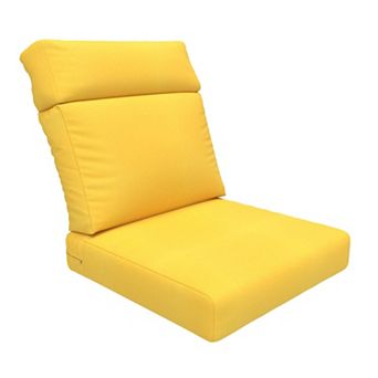 Covers&All Sunbrella 24.5"x 27" High Back Chair Cushion, Foam Seat & Poly Fill Back Chair Cushion