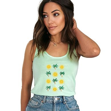 Palm Trees and Sun - Women's Graphic Racerback Tank Top