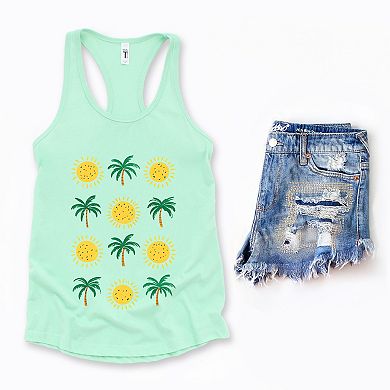 Palm Trees and Sun - Women's Graphic Racerback Tank Top