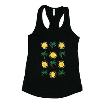 Palm Trees and Sun - Women's Graphic Racerback Tank Top