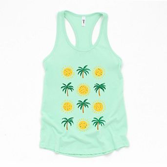 Palm Trees and Sun - Women's Graphic Racerback Tank Top