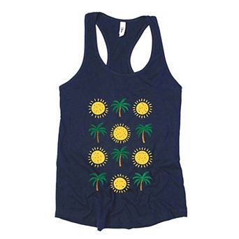 Palm Trees and Sun - Women's Graphic Racerback Tank Top