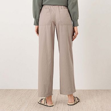 Organic Cotton Stretch Poplin Wide Leg Pant
