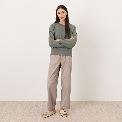 Organic Cotton Stretch Poplin Wide Leg Pant