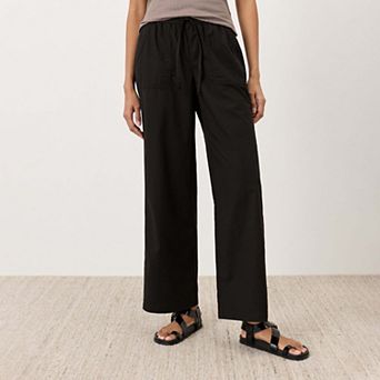Organic Cotton Stretch Poplin Wide Leg Pant