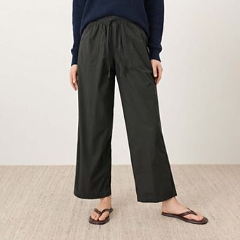 Organic Cotton Stretch Poplin Wide Leg Pant