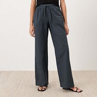 Organic Cotton Stretch Poplin Wide Leg Pant