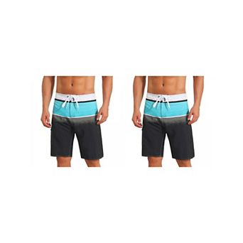 2 Packs Summer Colorblock Beach Shorts for Men's Drawstring Shorts with Side Pocket