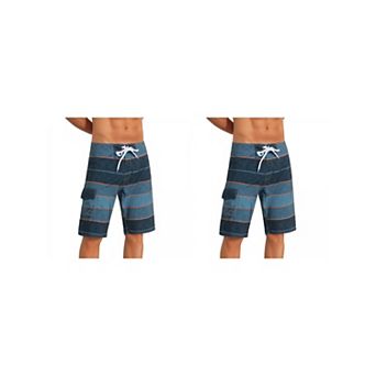 2 Packs Summer Colorblock Beach Shorts for Men's Drawstring Shorts with Side Pocket