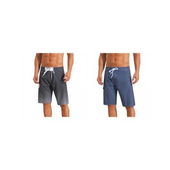 2 Packs Summer Colorblock Beach Shorts for Men's Drawstring Shorts with Side Pocket