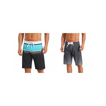 2 Packs Summer Colorblock Beach Shorts for Men's Drawstring Shorts with Side Pocket