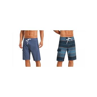 2 Packs Summer Colorblock Beach Shorts for Men's Drawstring Shorts with Side Pocket