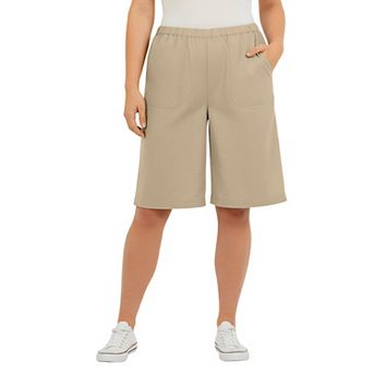 Roaman's Women's Plus Size Linen-Blend Pull-On Elastic Waist Shorts