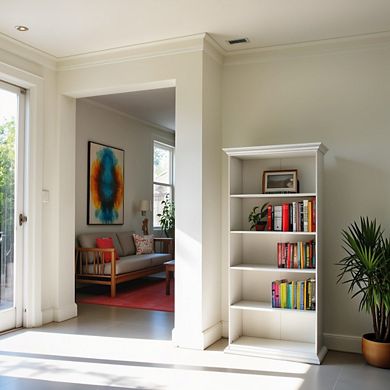 White 5 Shelf Bookcase - Elegant Tall Bookshelf for Home and Office Use