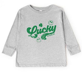 SmileyWorld Lucky Cursive Distressed - Toddler Long Sleeve Graphic Tee