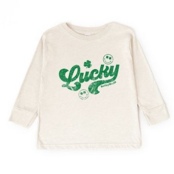 SmileyWorld Lucky Cursive Distressed - Toddler Long Sleeve Graphic Tee