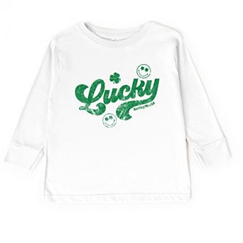 SmileyWorld Lucky Cursive Distressed - Toddler Long Sleeve Graphic Tee