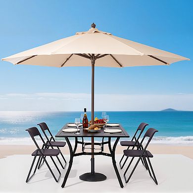 VEVOR Outdoor Patio Dining Table, 59 inch Long Rectangular Metal Steel Slat Backyard Tables for 4-6