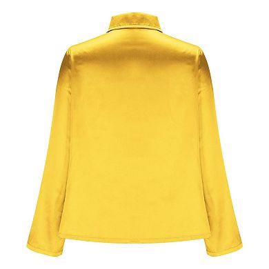 Women's Elegant Cowl Neck Satin Blouse Long Sleeve Office Work Shirt Silk Top