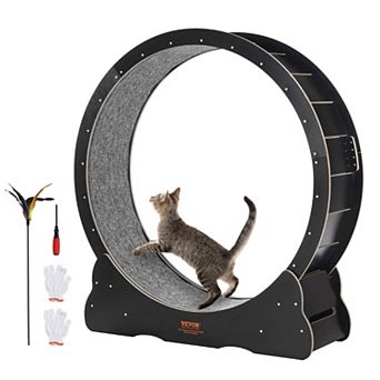 VEVOR Wooden Cat Exercise Wheel, 43.3" Large Cat Treadmill Wheel for Indoor Cats