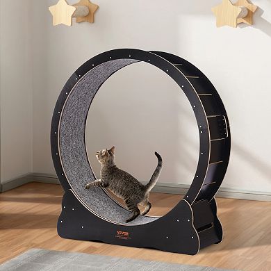 VEVOR Wooden Cat Exercise Wheel, 43.3" Large Cat Treadmill Wheel for Indoor Cats