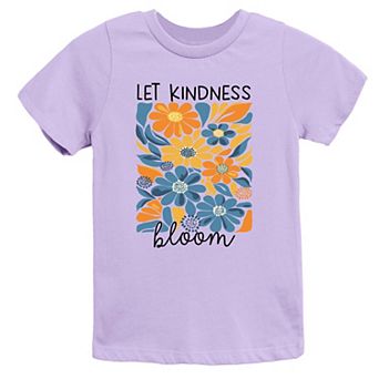 Let Kindness Bloom Blue and Orange Flowers - Youth Short Sleeve Graphic T-Shirt