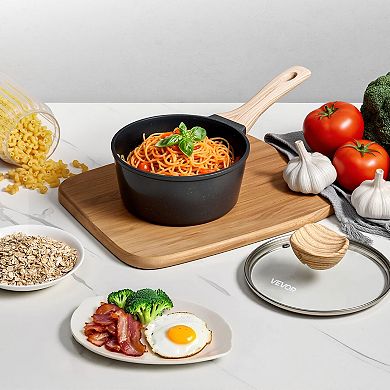 VEVOR 1.5 QT Saucepan, Nonstick Saucepan with Tempered Glass Lid, ,Induction Compatible