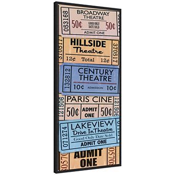 Vintage Theatre Tickets by Corinna Buchholz of Piddix Framed Canvas Wall Art Print