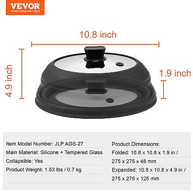 VEVOR Microwave Splatter Cover & Mat, 10.8" Collapsible Microwave Lid for Food