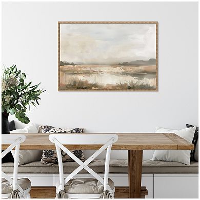 Neutral Abstract Landscape by The Creative Bunch Studio Framed Canvas Wall Art Print