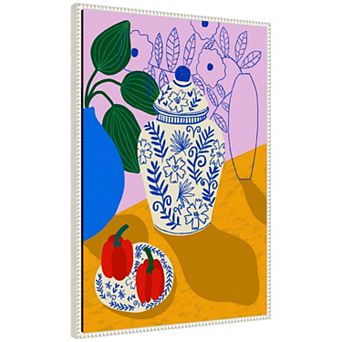 Porcelain and Peppers by Teresa Rego Framed Canvas Wall Art Print