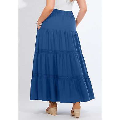 Catherines Women's Plus Size Knit Gauze Tiered Skirt
