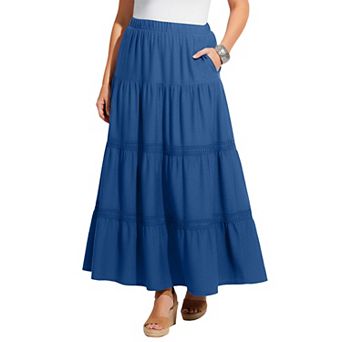 Catherines Women's Plus Size Knit Gauze Tiered Skirt
