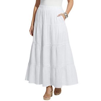 Catherines Women's Plus Size Knit Gauze Tiered Skirt