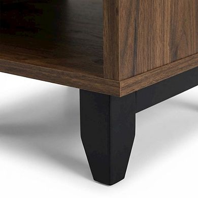 Starlight Canyon Home Nightstand with Folding Door and Rustic Style, Matte Black Lacquer Finish